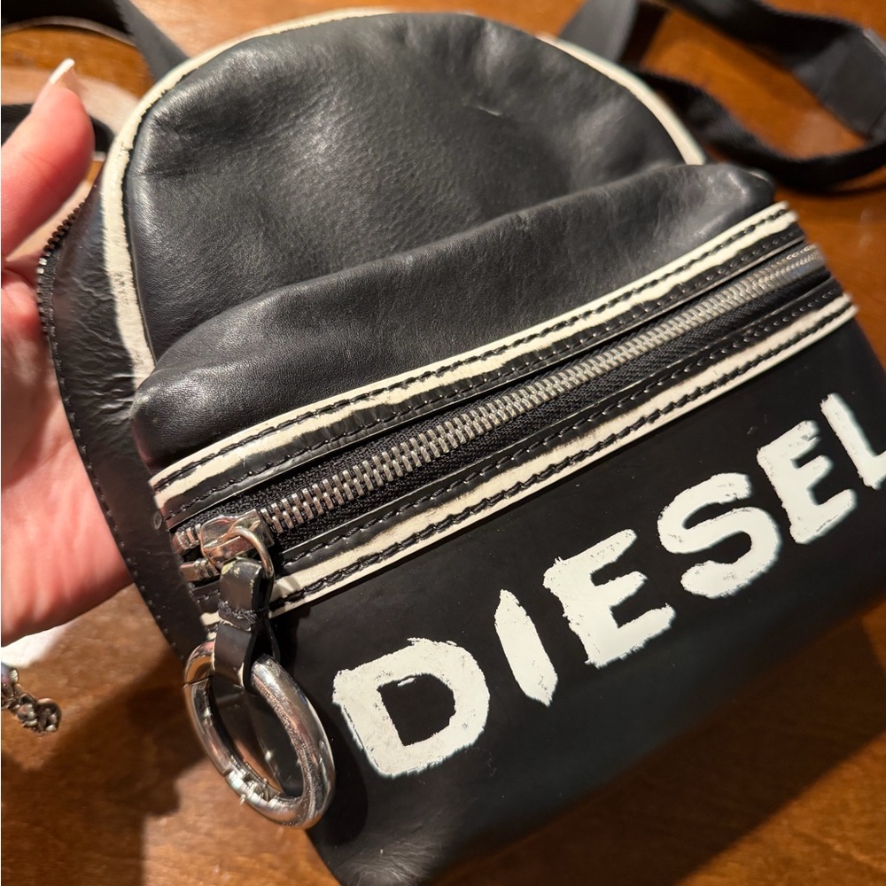 Diesel Black and White Compact Backpack